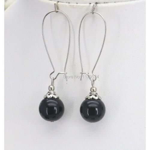 Hot Sale Christmas Gifts Girls 10mm Black Glass Pearl Beads Earrings Jewelry Making Design For Women