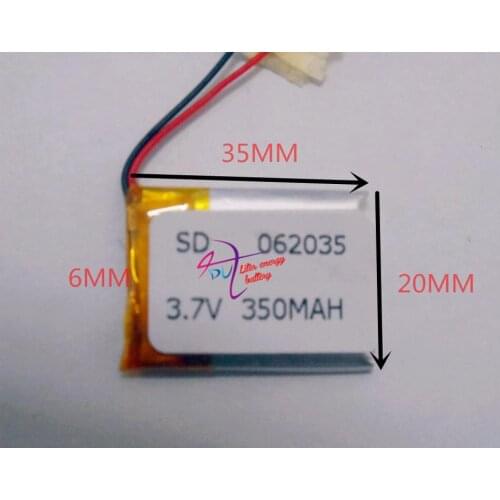 Best battery brand Size 062035 3.7V 350mah Lithium polymer Battery with Protection Board For MP4 GSP Digital Products Free S