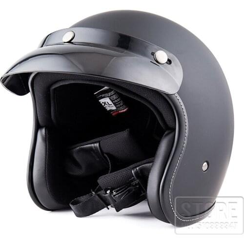 Motorcycle Half Helmets Vintage Riding Sun Visor Helmet Electric Scooter Moto Capacetes De Motocicleta DOT Approved Moto Casco