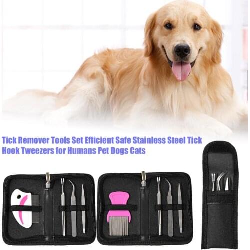 Tick Remover Tools Set Efficient Safe Stainless Steel Tick Hook Tweezers for Humans Pet Dogs Cats