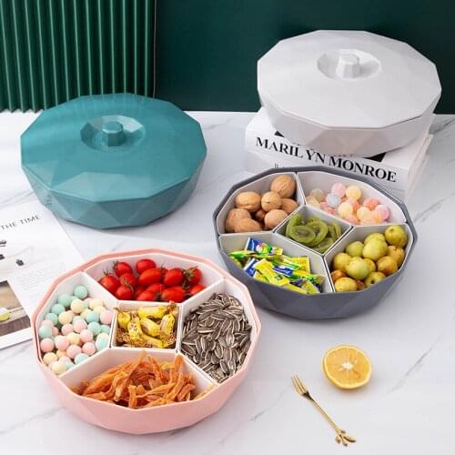 Nordic Home Living Room Creative Division Fruit Tray With Lid Dried Fruit Box Candy Nut Snack Container