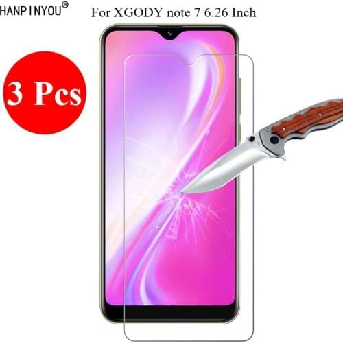 3 Pcs/Lot New 9H 2.5D Tempered Glass Screen Protector For XGODY note 7 note7 6.26" Protective Film + Clean Tools