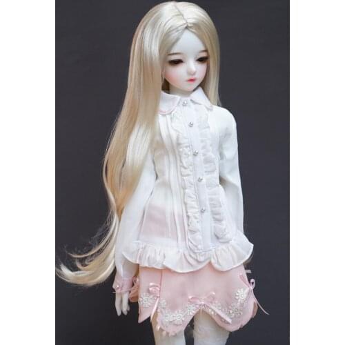BJD doll clothes suit suitable for 1-3 1-4 size white chiffon lace top and pink skirt suit Doll accessories
