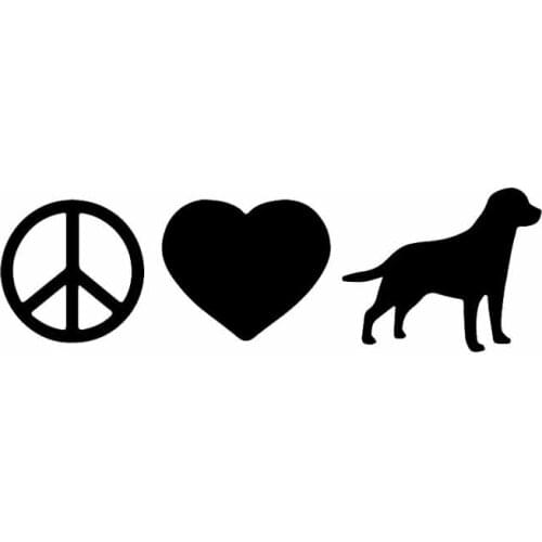 Peace Love Labrador Retriever Car Sticker Car Window Decoration Personality PVC Waterproof Decal Black/White, 18cm*5cm