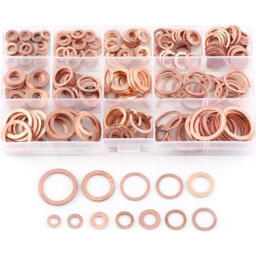 Promotion! 280pcs Professional Assorted Copper Washer Gasket Set Flat Ring Seal Assortment Kit M5-M20 with Box For Hardware Acce