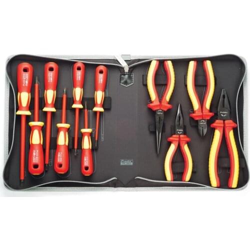 Proskit PK-2802 High Voltage Insulation Tools Group Kit Electrician Tools Including Seven Screwdriver Four Pliers (12 In 1)