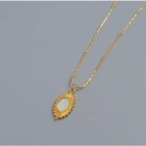 Titanium With Gold Vintage Oval Shell Charm Necklace Punk Party T Show Runway Designer Club Jewelry gift