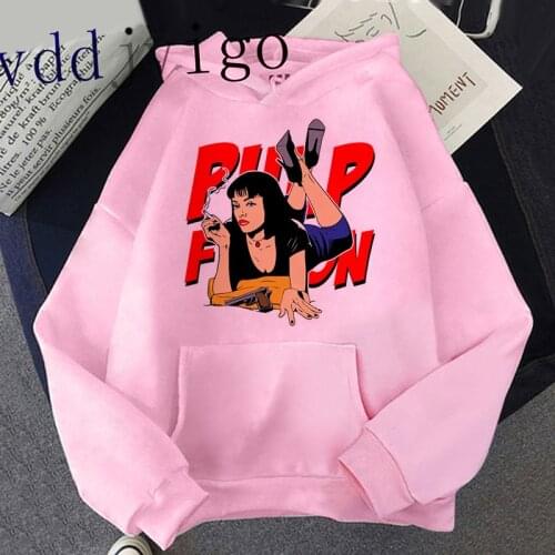 Unisex Pulp Fiction Funny Cartoon Harajuku Hoodies Women Mia Wallace Grunge Aesthetic Sweatshirts Ullzang Fashion Hoody Female