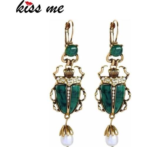 Kissme Dangle Earrings Cultured Pearl Vintage Earrings Christmas Insect Jewelry Fashion Accessories