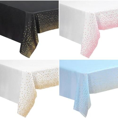 137*274cm Disposable Tablecloth Rose Gold Dot Waterproof Table Cloth Cover for Birthday Wedding Party Table Decorations Supplies