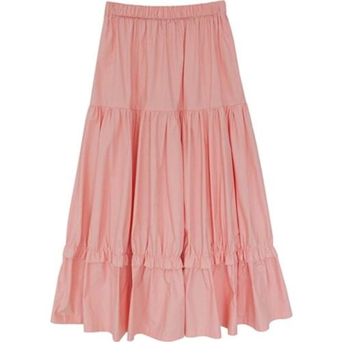 Ukraines High Waist sweet Skirt Women Autunm Pink white purple cotton linen Long Skirt plus size Summer vintage Skirt 6XL 7XL