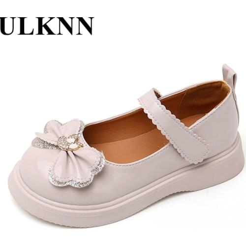 Girls' Single Shoes Bbay Leather Shoes Mary Jane Kids White Bow Flats Childrens Single Show Princess Shoes Size 27-36