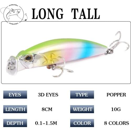1Pcs 8cm/10g Isca Artificial Popper Lures Artificial Hard Baits With 2 Treble Hooks For Ocean Fishing Lures Tackle Pesca