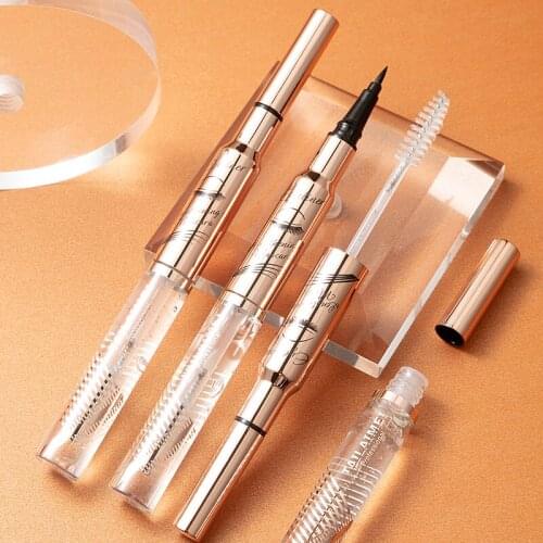 2 In 1 Black Eyeliner Moisturizing Styling Eyelash Isolation Gel Eyelash Nutrient Liquid Quick Dry Double Eye Makeup Pen TSLM1