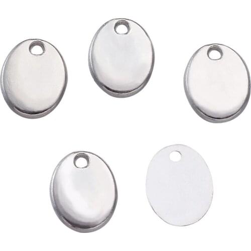 20Pcs Flat Oval Alloy Stamping Blank Tags Pendants Charms For Jewelry Making DIY Bracelet Necklace Finding 10x8x1.5mm Hole: 1mm