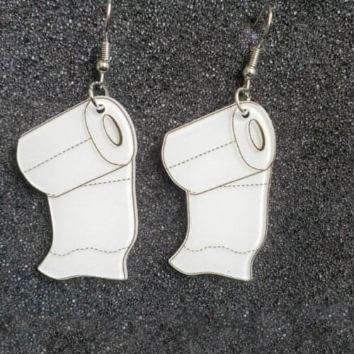 2020 New Funny Geometric Roll Papers long Earring Hiphop Interesting Toilet Paper Earrings for Women Fashion Jewelry Accessories