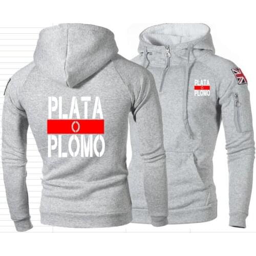 2021 Narcos Pabloes Escobar Silver Or Lead Half Zipper Hoodies Plata O Plomo Sweatshirt Men UK Flag Women Hooded Jacket M-XXXL