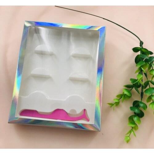 3 Pairs lashes box with tweezers custom private label holographic pretty packing