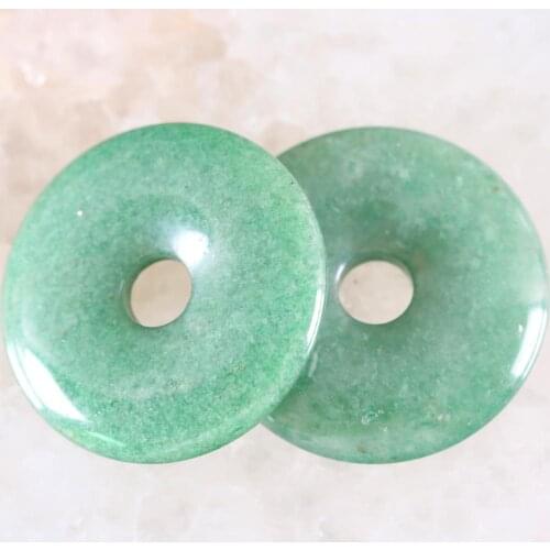 30MM 40MM CAB Cabochon Beads Natural Stone Real Green Aventurine For Jewelry Making Women Men Ring Gem Donut Bead 1Pcs K823