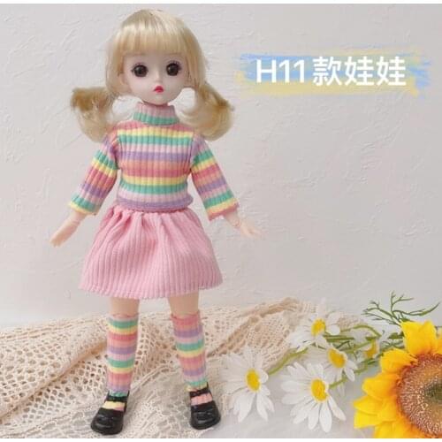 30cm Doll 23 Joints Movable 3D Real Eyes 6 Points Princess Dress Up Clothes Set BJD Doll Girl Play House Toy Best Birthday Gift