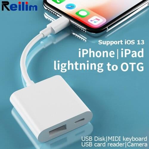 Reilim OTG adapter for Apple to USB Camera Reader Adapter for lightning iOS 13 Connector Kit Data Sync Cable For IPhone 6 7 8 X