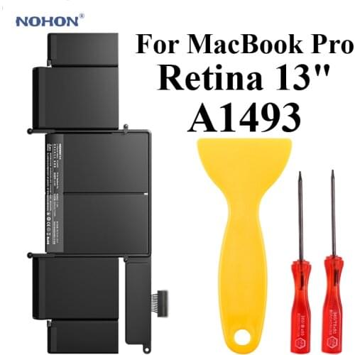 Nohon Laptop Battery A1493 For Apple MacBook Pro Retina 13" A1502 2013&2014 Version ME864 ME866 6400mAh Li-Polymer Battery+Tools