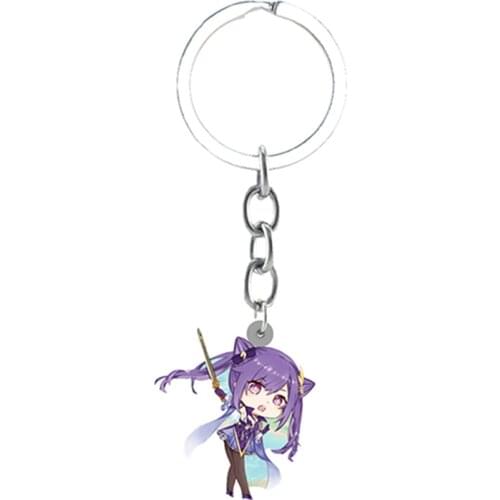 TAFREE Fashion Anime Genshin Impact Keychains Zhongli Diluc Venti Paimon Keyring Base Acrylic Stands Jewelrys Gift For Game Fans