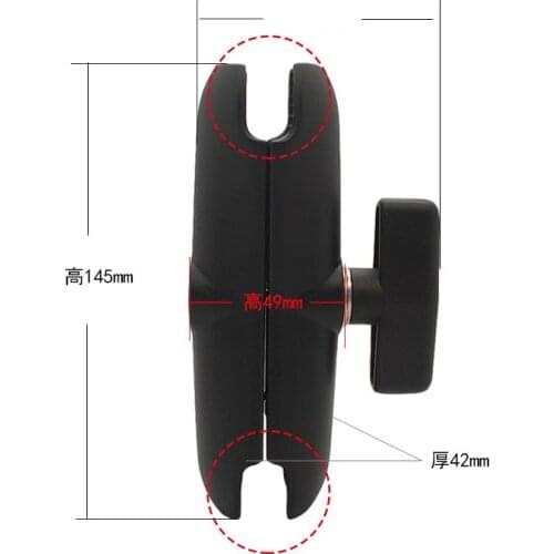 Aluminium 1.5 inch Ballhead Mount Double Socket Arm for with 1.5 inch Ball Base Mount Motorcycle Camera Arm