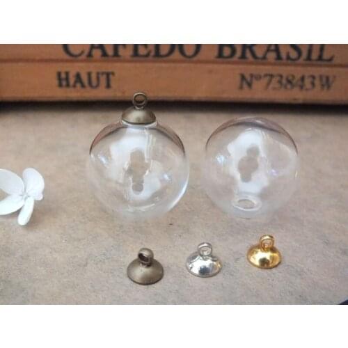Free ship!! MINI ball shape glass globe cap set /3 color can choose /DIY glass vial jewelry necklace/ 25mm