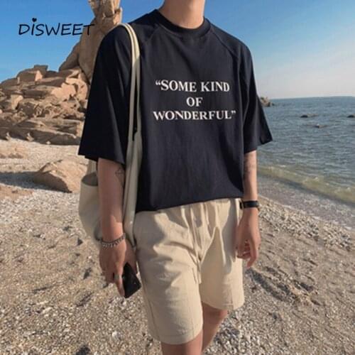 Round Neck Knitted Print T-shirt Men Korean Short-sleeved Loose Tees Boy Simple Slim Summer Boy Top 2020