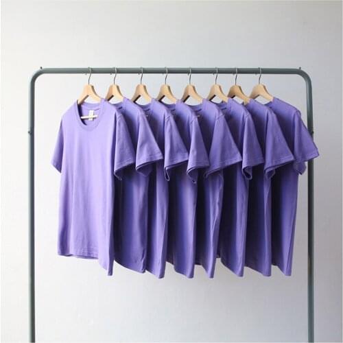 100% Cotton Summer Basic T-Shirts O-Neck Women Short Sleeve Couples T-Shirt Harajuku Casual Tops Women Summer purple Tees K743