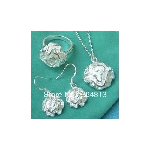Hot sell new - Charming jewelry Sets rose Necklace ring earring #2268