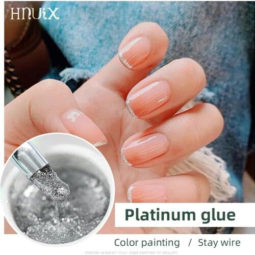 HNUIX sparkling platinum diamond Sequin Gel glitter nail polish 3D diamond UV LED Gel varnish adhesive sheet manicure