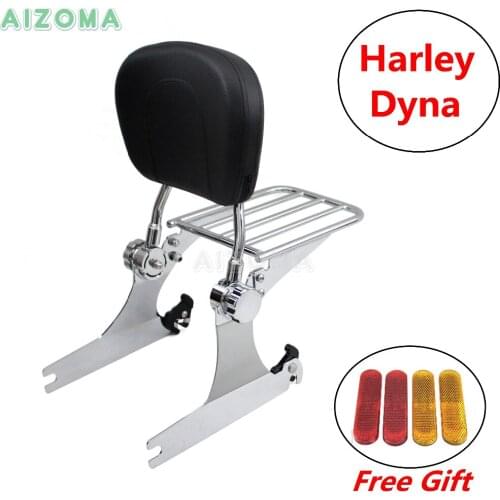 Motorcycle Chrome Backrest Sissy Bar w/ Detachable Rear Luggage Rack For Harley Dyna Low Rider FXDL Street Bob FXD Switch Back
