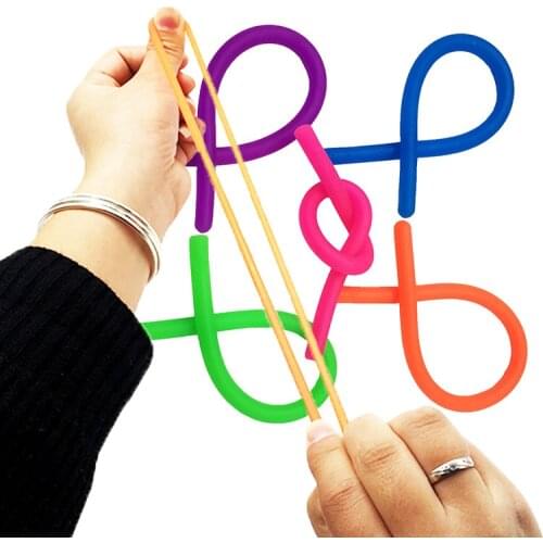 Children Adult Decompression Toy Soft Rubber Noodle Elastic Rope Toys Stretch String Decompression Toy Fidget Autism Vent Toys
