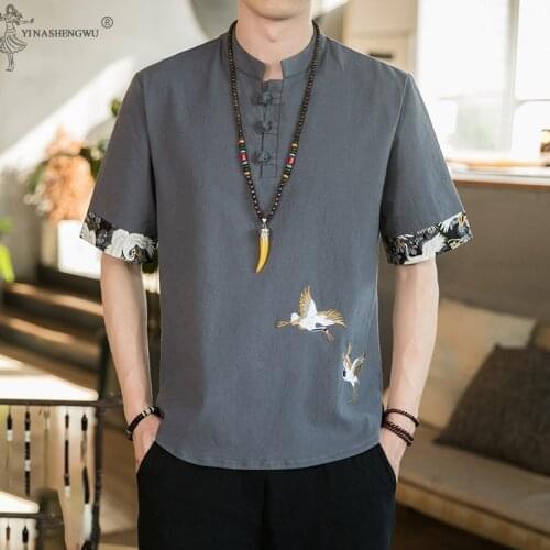 Kimono Japanese Men Short Sleeve Shirt T-shirt Embroidered Japan Harajuku Trouser Asian Male Yukata Haori Cardigan Costume