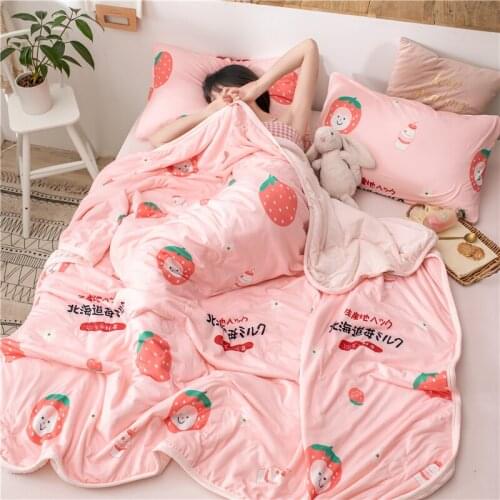 4pcs Set Full Queen Quilt Sofa Bed Cover Children Bedspread Sheet Soft Cotton Towel Blankets For Beds Cartoon Style Summer Quilt