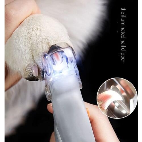 Cat Dog Nail Scissors Nail Polisher Trimming Tool LED Lamp Magnifying Glass Prevent Blood Cut