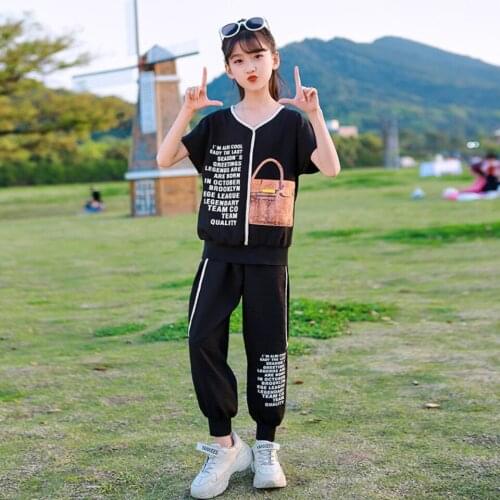 Summer Baby Girls Clothes Sets Short Sleeve T-shirt + Pants 2PCS Fashion Children Clothing Suits Kids Outfits 4 6 7 8 10 12 14Y