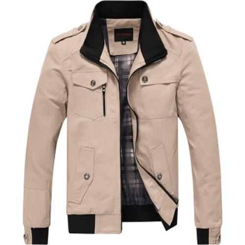 Fashion men jacket Autumn Winter cotton Stand collar Casual coat mens Solid color Windbreaker New Male outerwear Brand clothing