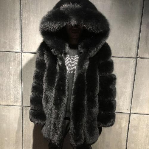 YOLOAgain Winter Warm Hooded Real Fox Fur Mens Jakcet Coat