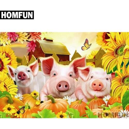 HOMFUN Full Square/Round Drill 5D DIY Diamond Painting "Cute pig" Embroidery Cross Stitch 5D Home Decor Gift A01227