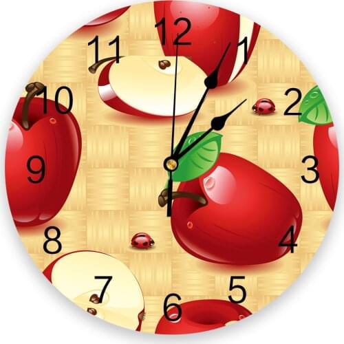 Apple Red Ladybug Weaving 3D Wall Clock Modern Design Brief Living Room Decoration Kitchen Clock Art Wall Watch Home Decor