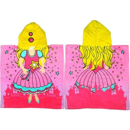 Baby Girl Princess Mermaid Hooded Towel/Children Cartoon Sofia Print Cloak Bathrobe/Kids Cotton 120*60CM Beach Bath Towel