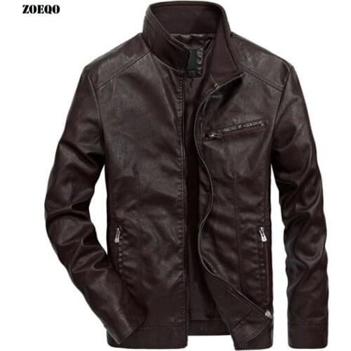 DROP shipping Mens Leather Jackets Men PU Faux Spring Fall Thin Coats Biker Motorcycle Male Classic Jacket Stand Collar