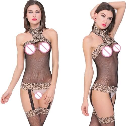 Sexy Sleepwear Lingerie Babydoll Leopard Body Stocking Intimate Dress Catsuit Nightwear Perspective Sexy Hot Lingerie Underwear