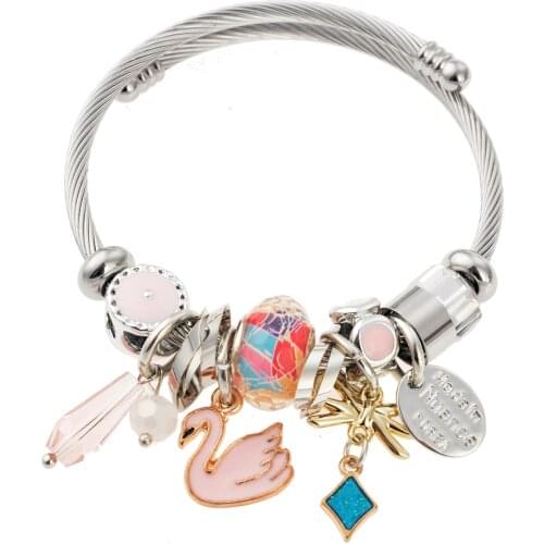 Swan Figure Silver Bracelet