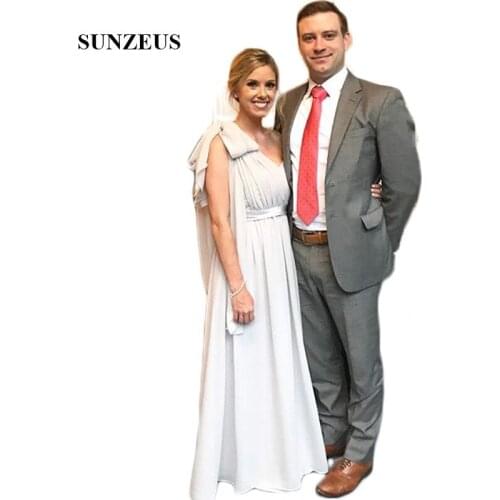 One Shoulder Chiffon Bridesmaid Dresses Pleats Simple Elegant Wedding Party Dresses bruidsmeisjes jurk women SBD110