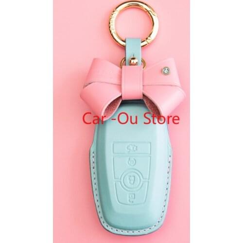 For Ford Taurus EcoSport Edge Explorer FOCUS Mondeo Remote Smart Key Fob Case Holder Cover High Quality Leather For Girls