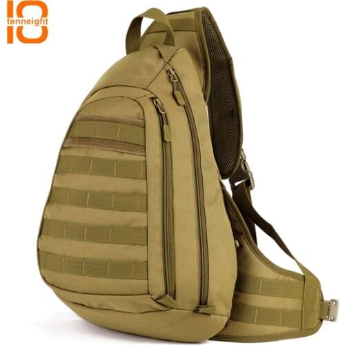 TENNEIGHT Military Tactical Backpack Outdoor riding chest bag 14 Inches Laptop Messenger bag Sports Camping chest bag shoulder